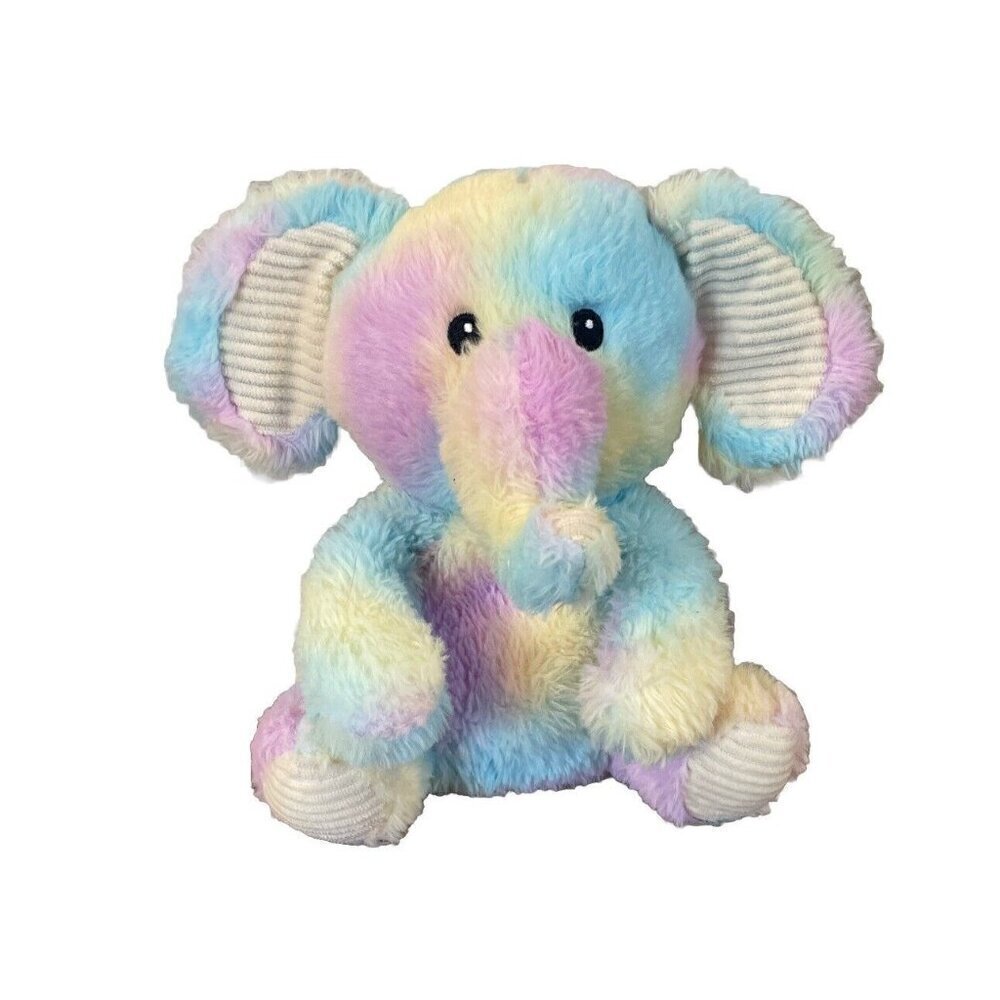 Spark Create Imagine Elephant Plush Rainbow Tie Dye Rattle Crinkle 9" Toy